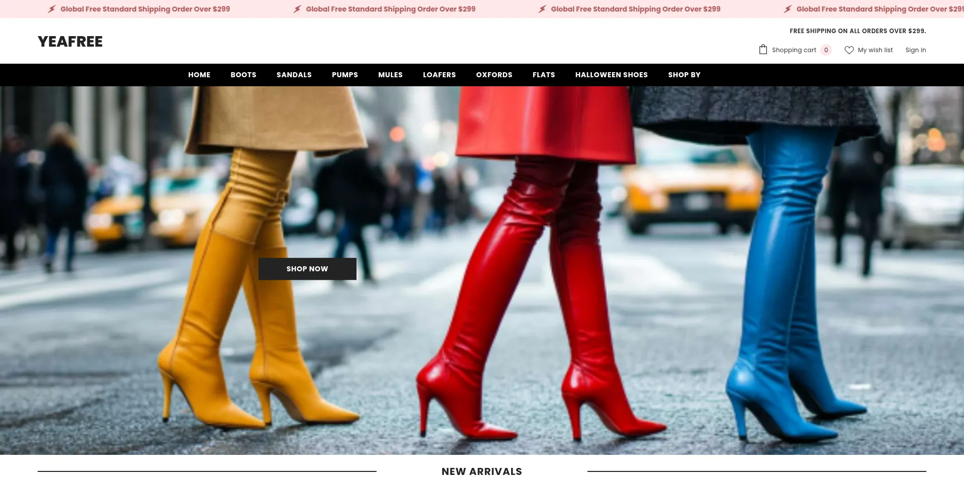 Website screenshot of Yeafree.com