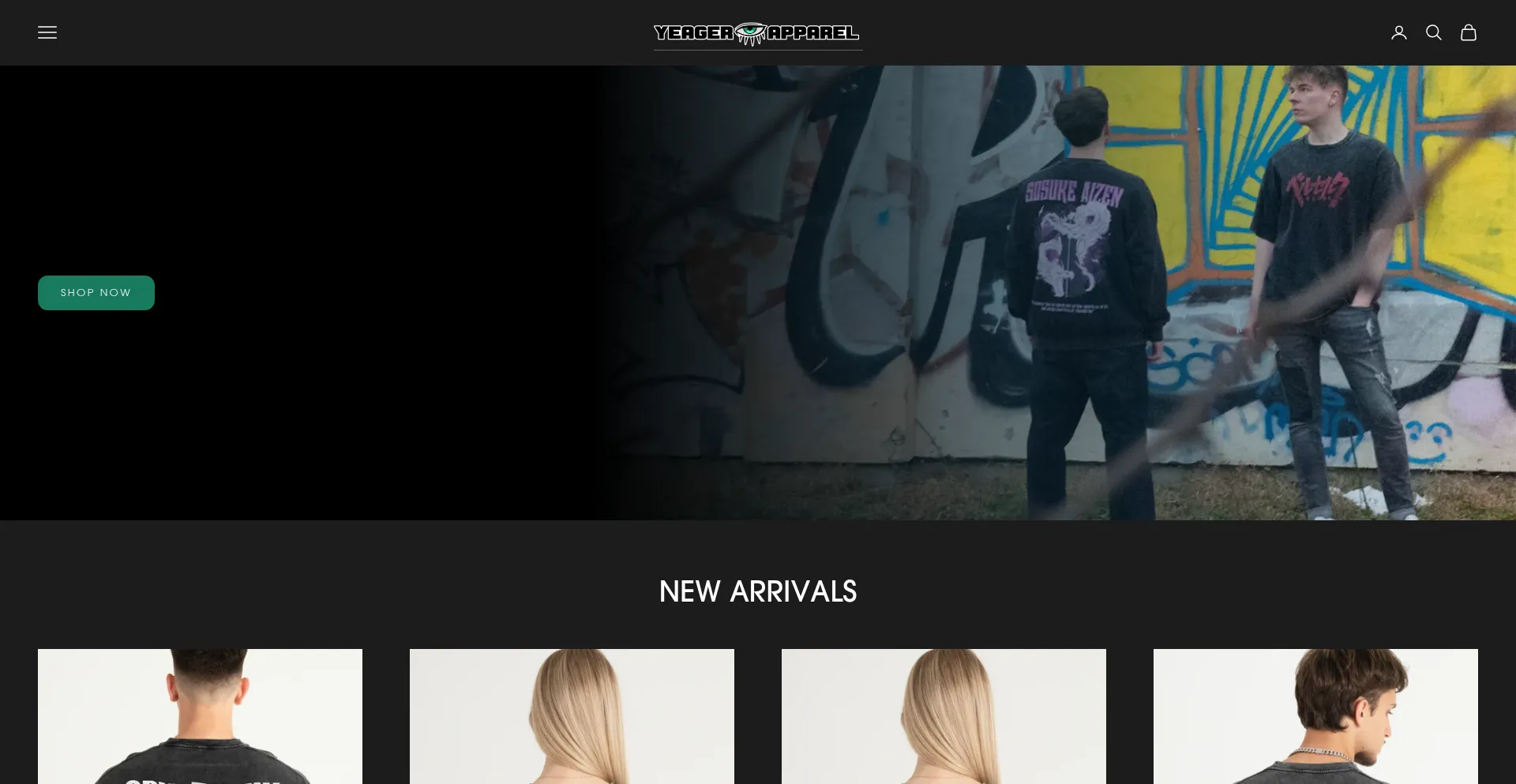 Website screenshot of Yeagerapparel.com