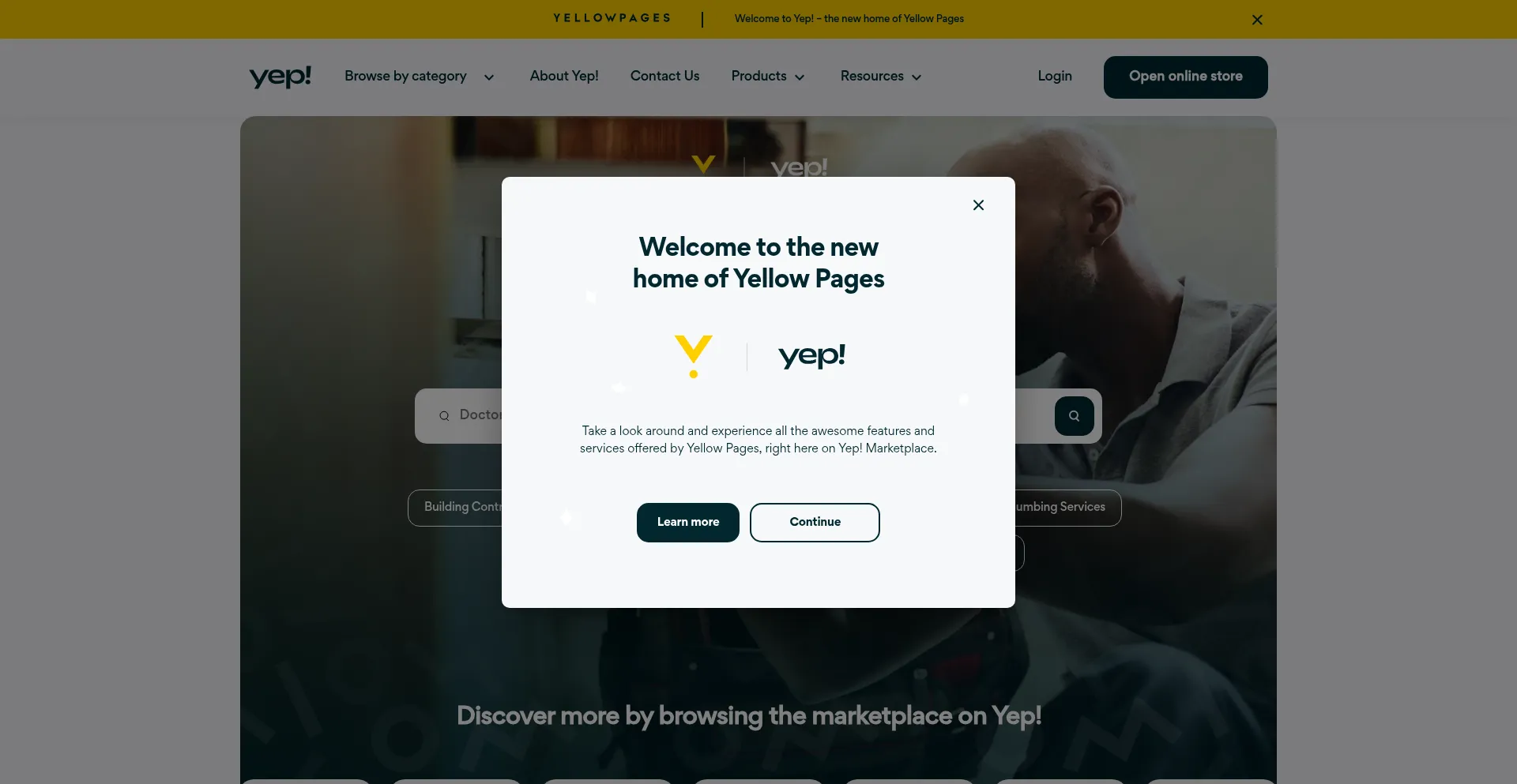 Website screenshot of Yep.co.za