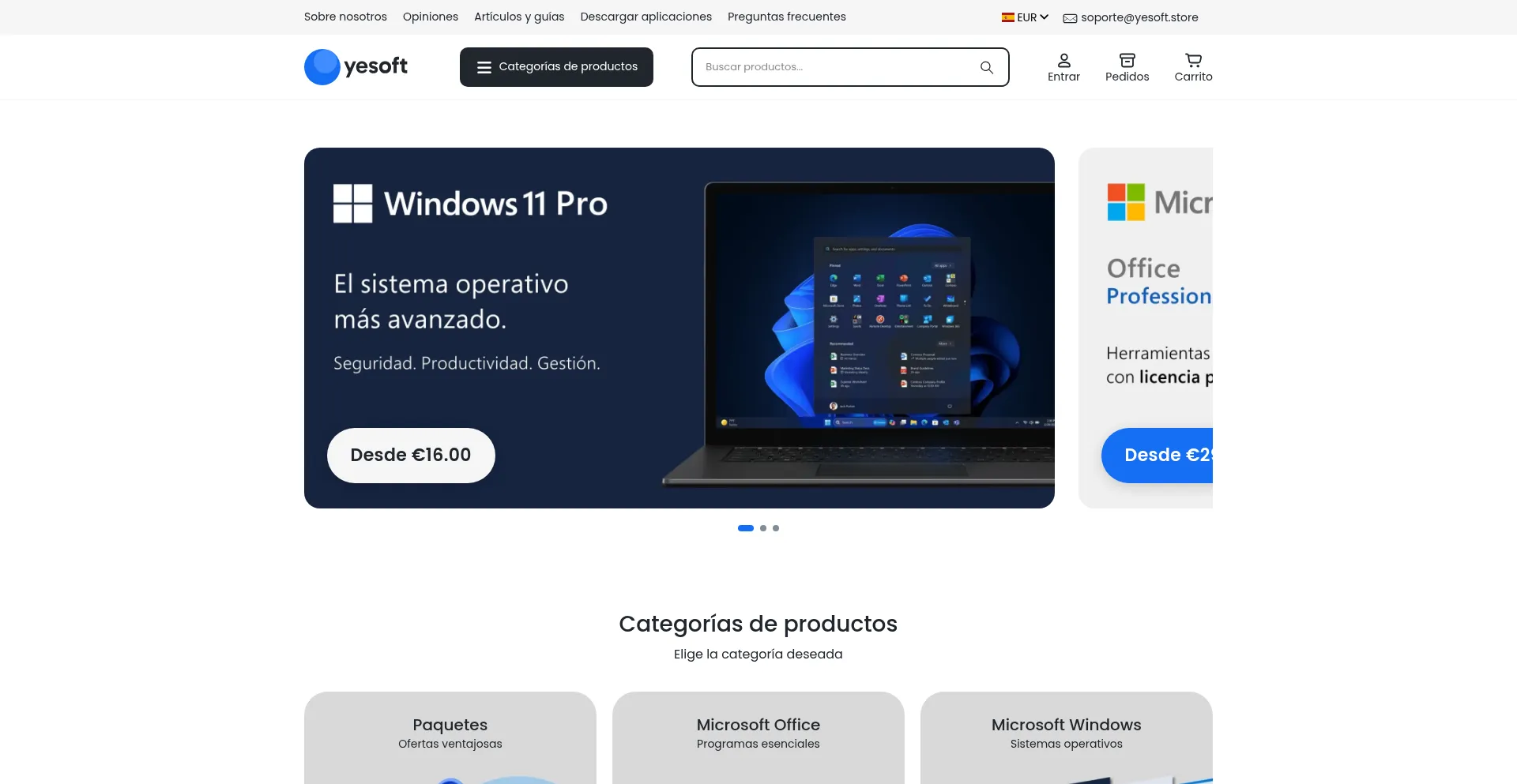Website screenshot of Yesoft.store