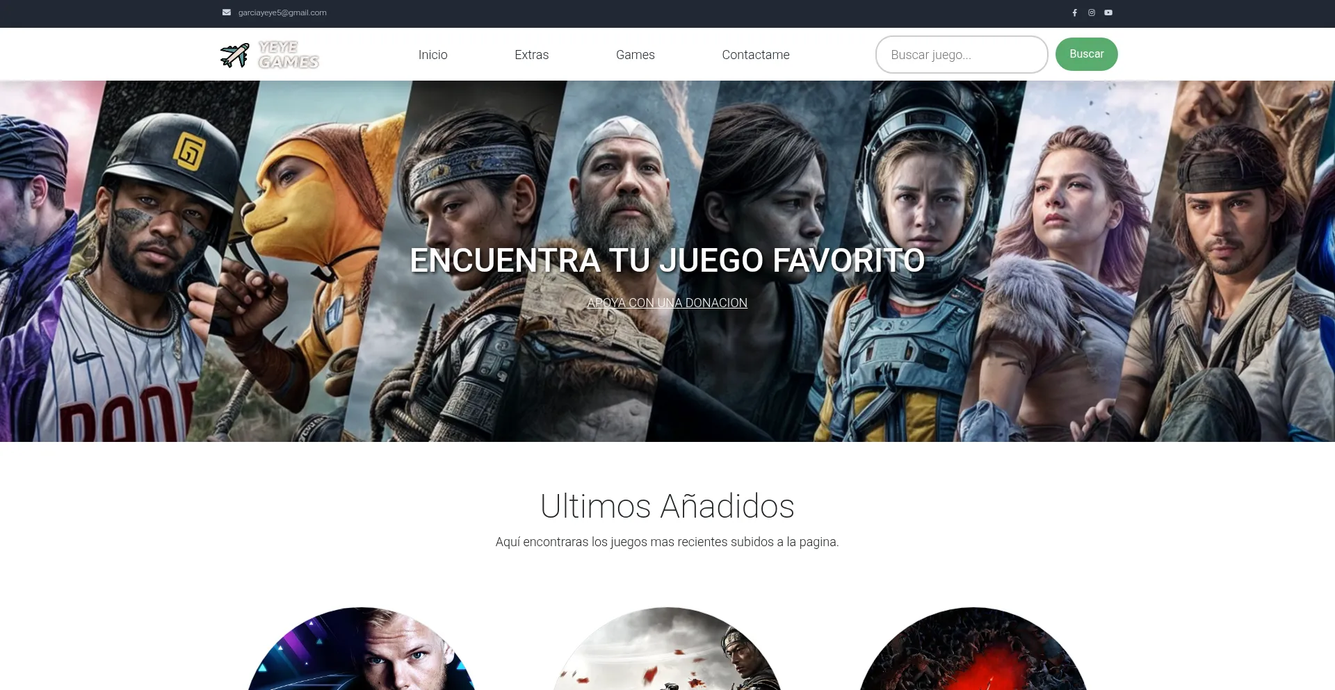 Website screenshot of Yeyegames.site