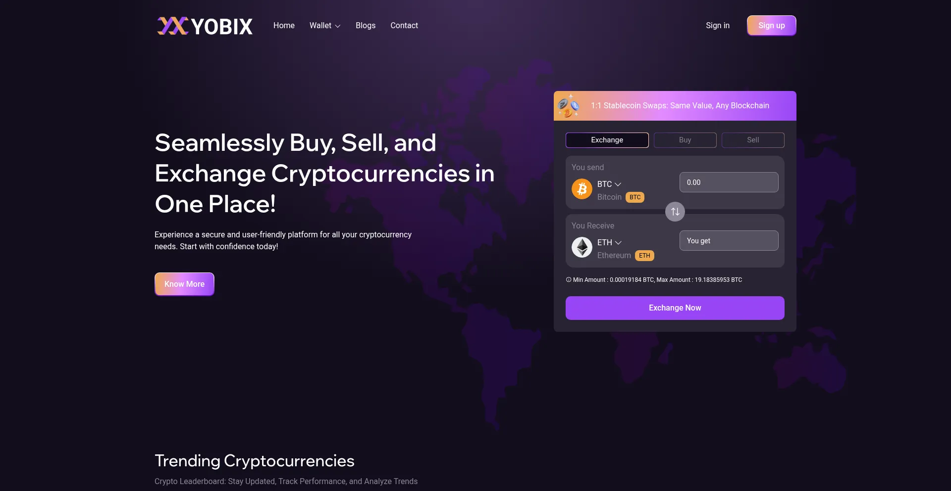 Website screenshot of Yobix.net