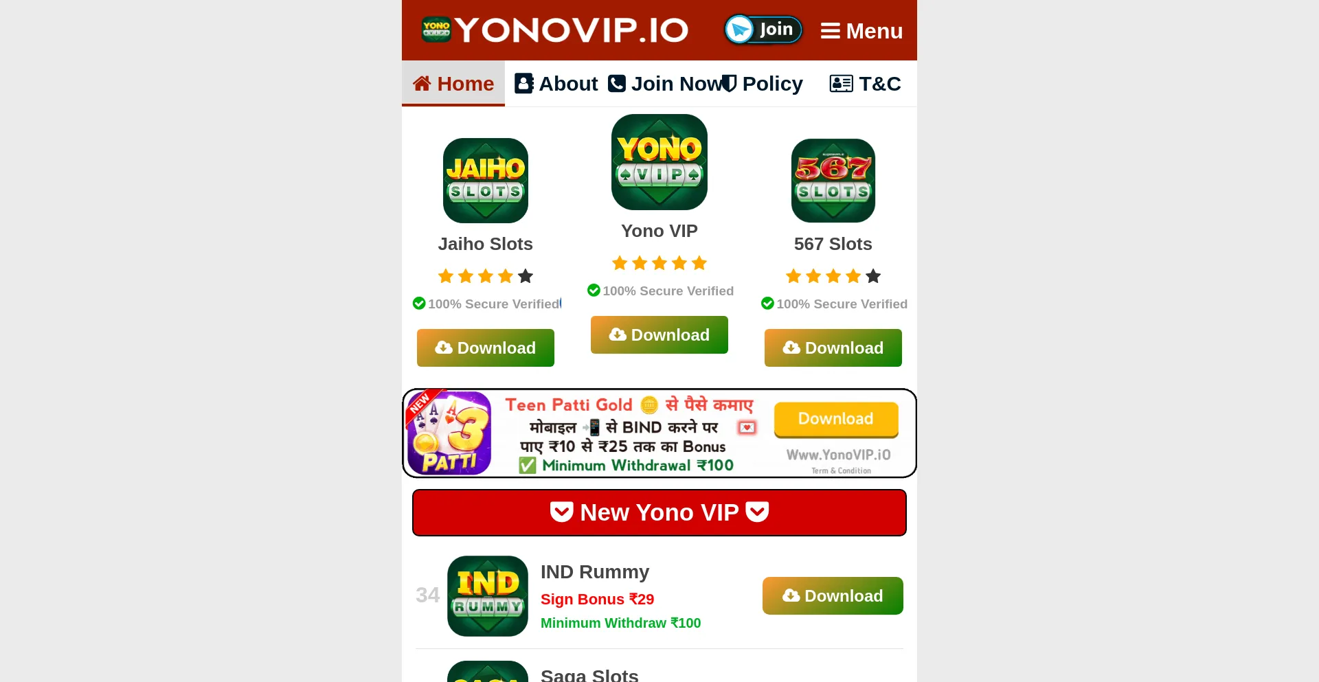 Website screenshot of Yonovip.io