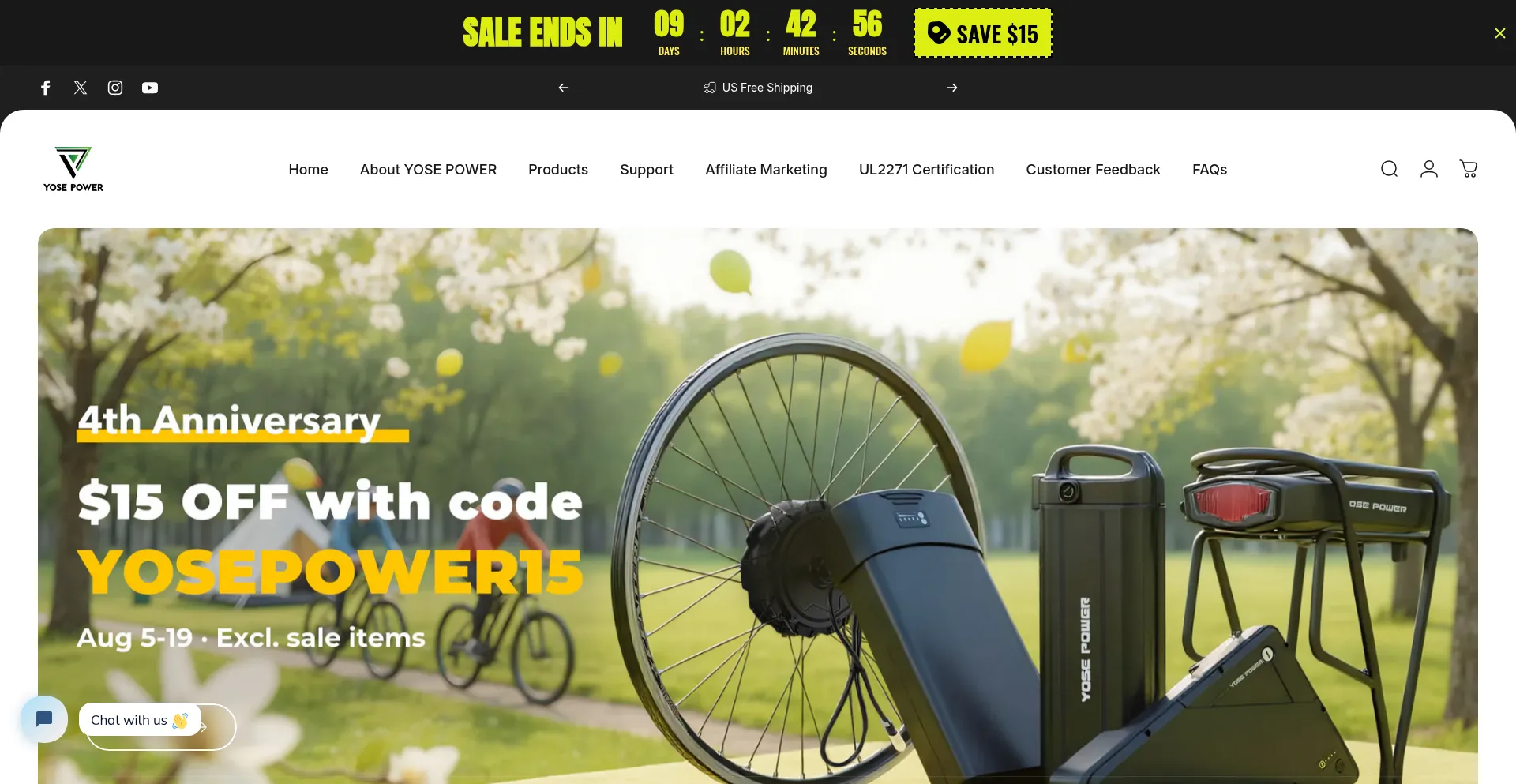 Website screenshot of Yosepowershop.com