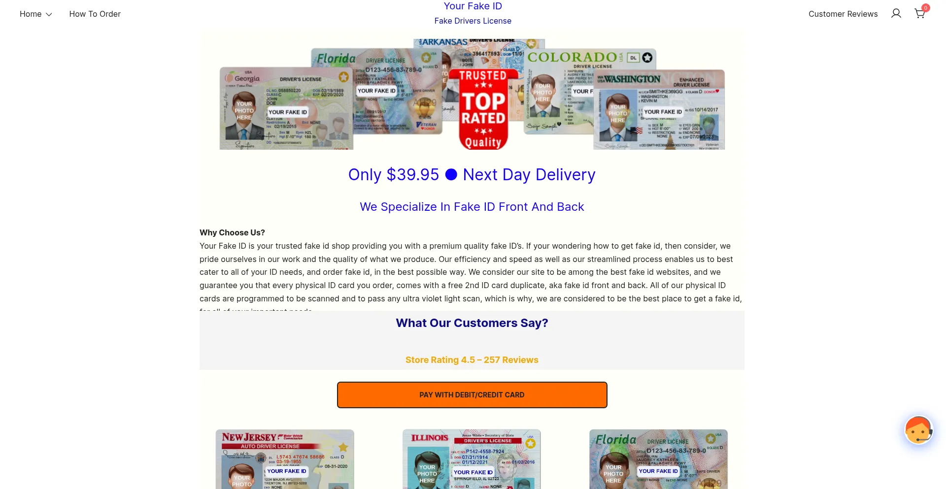 Website screenshot of Yourfakeid.com