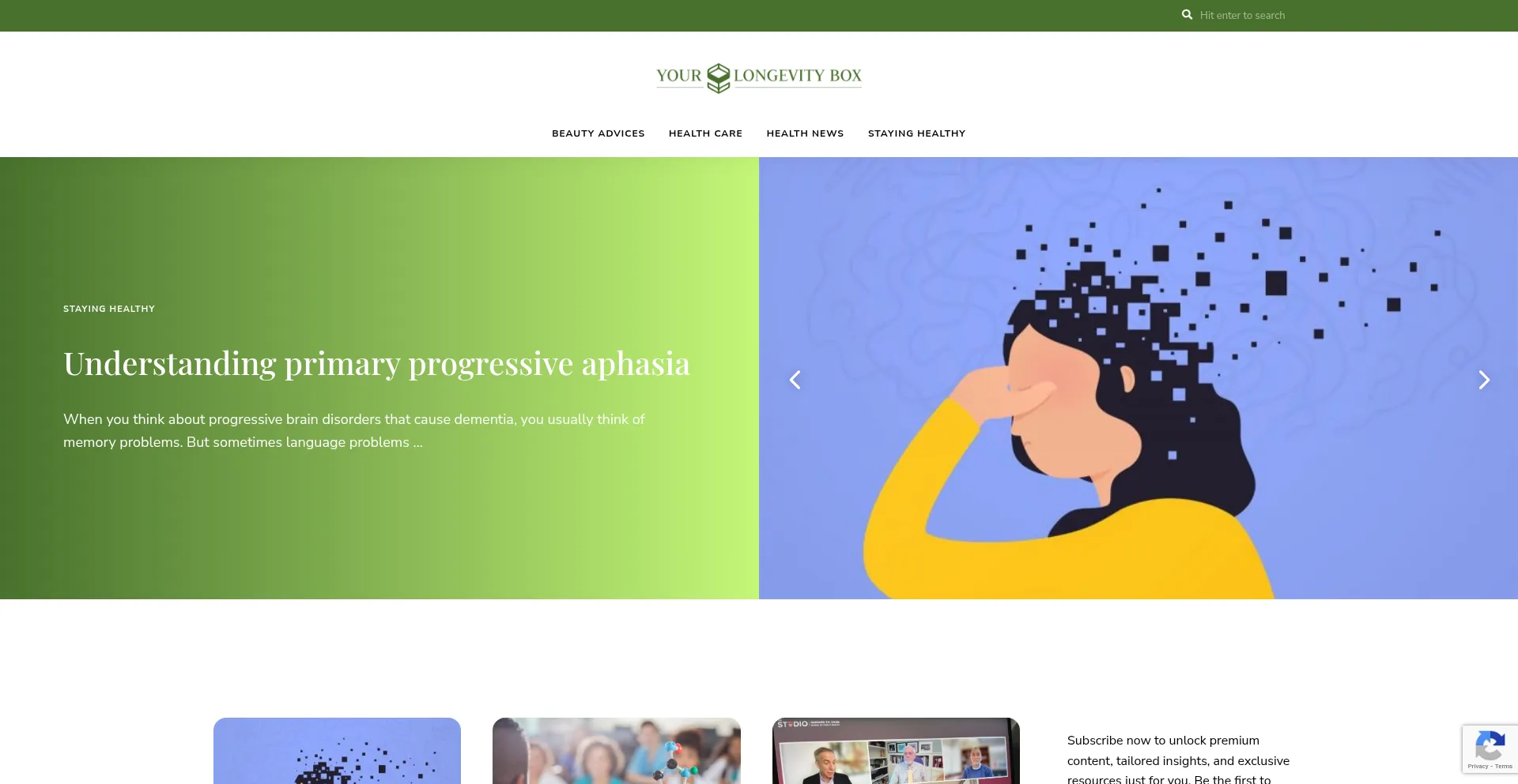 Website screenshot of Yourlongevitybox.com