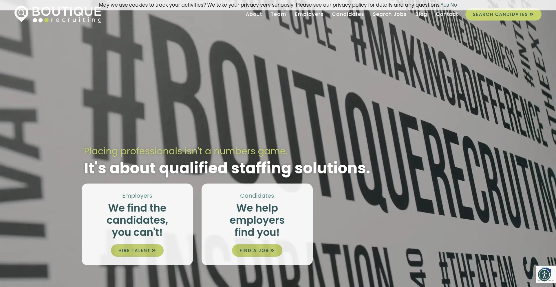 Website screenshot of Yourperfectcandidate.com