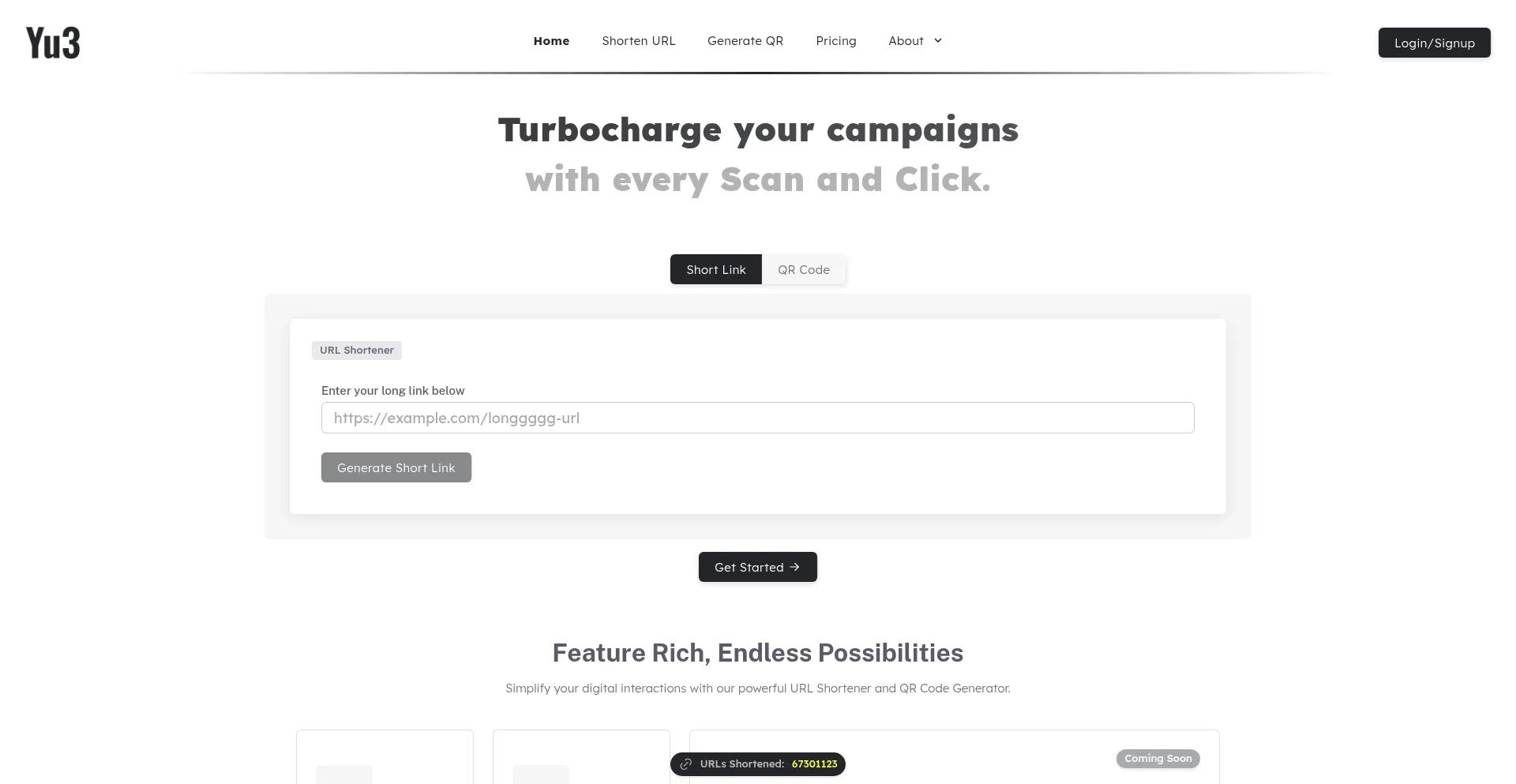 Website screenshot of Yu3.io