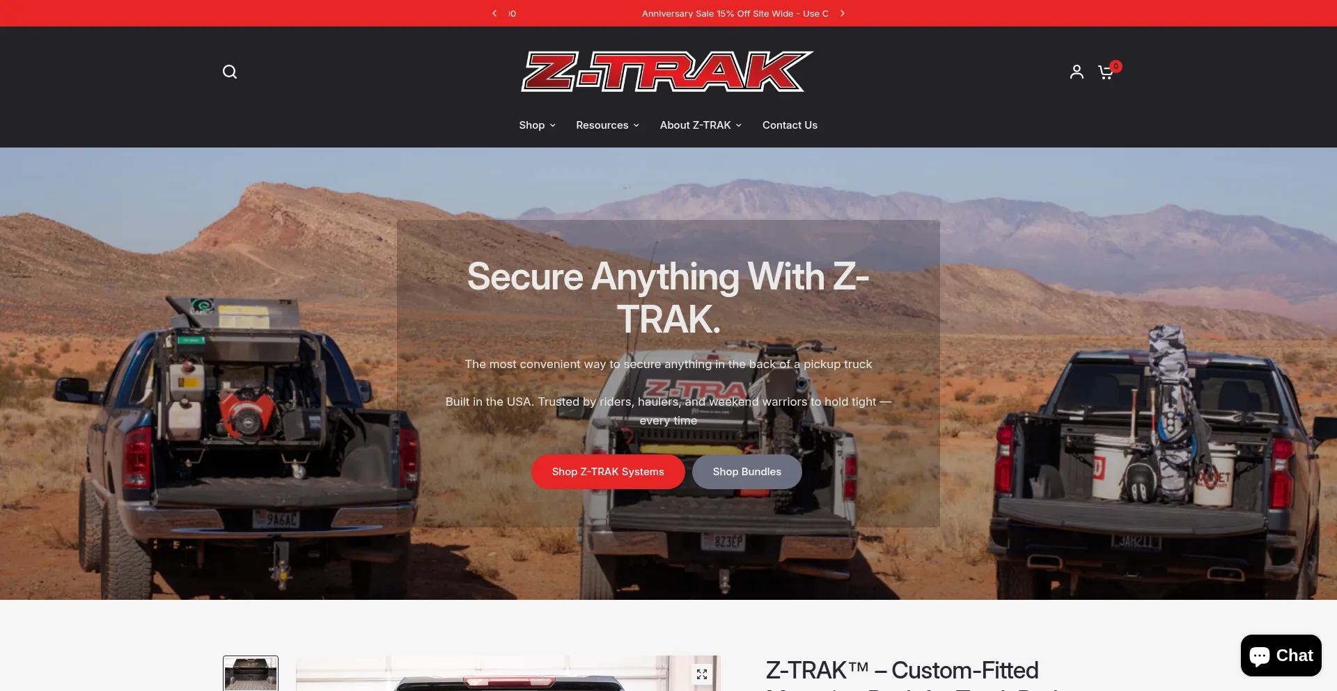 Website screenshot of Z-trak.com