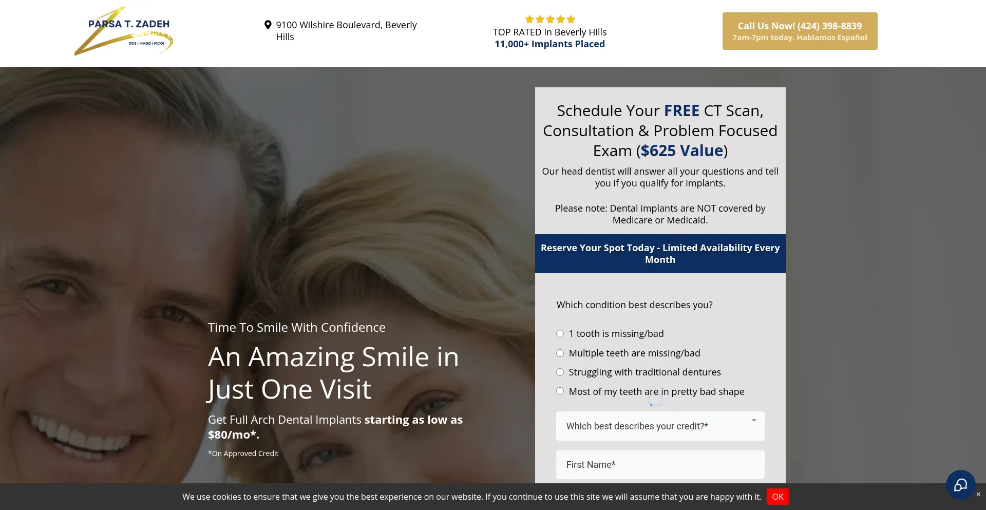 Website screenshot of Zadeh-dentistry.com