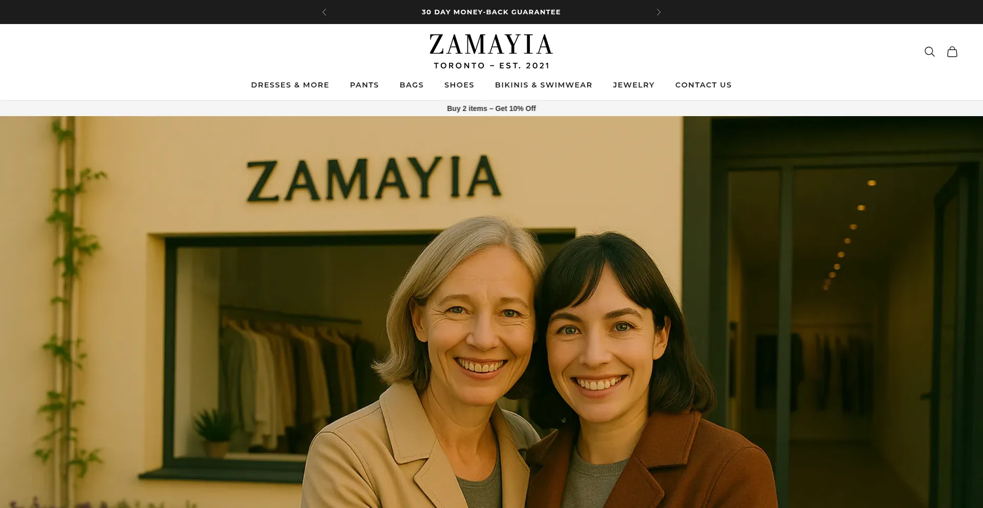 Website screenshot of Zamayia.com