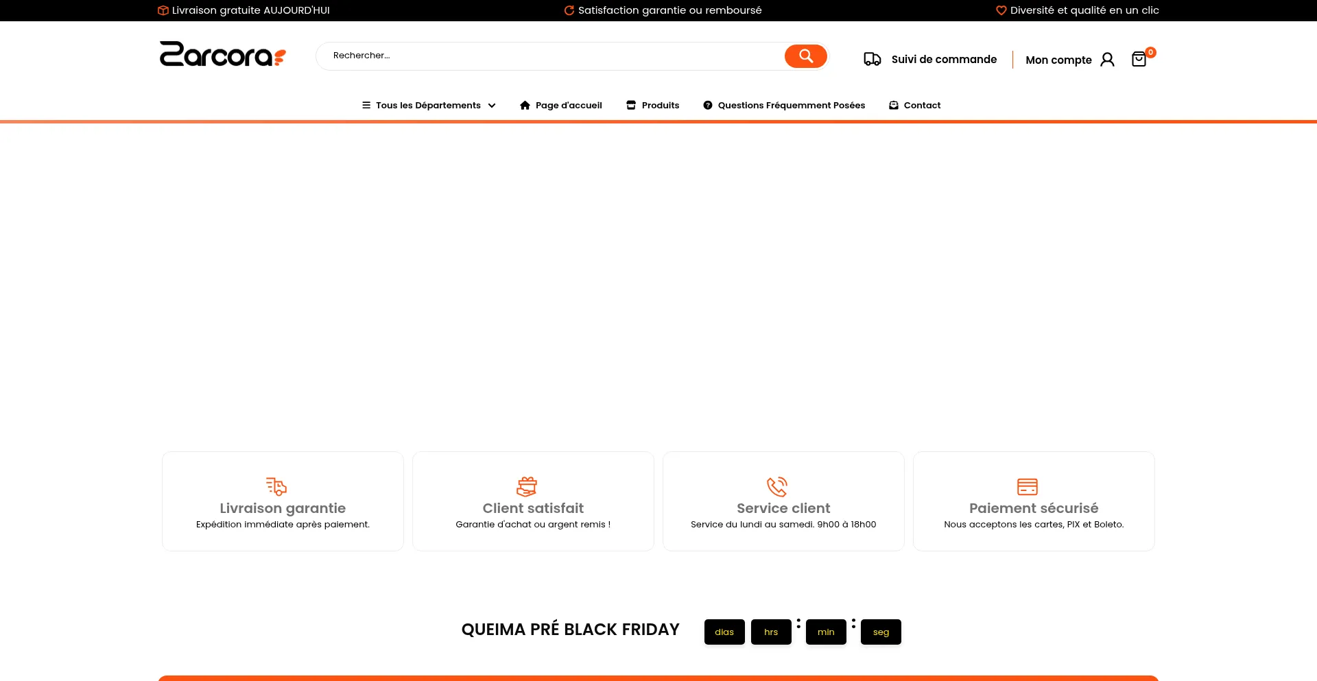 Website screenshot of Zarcora.com