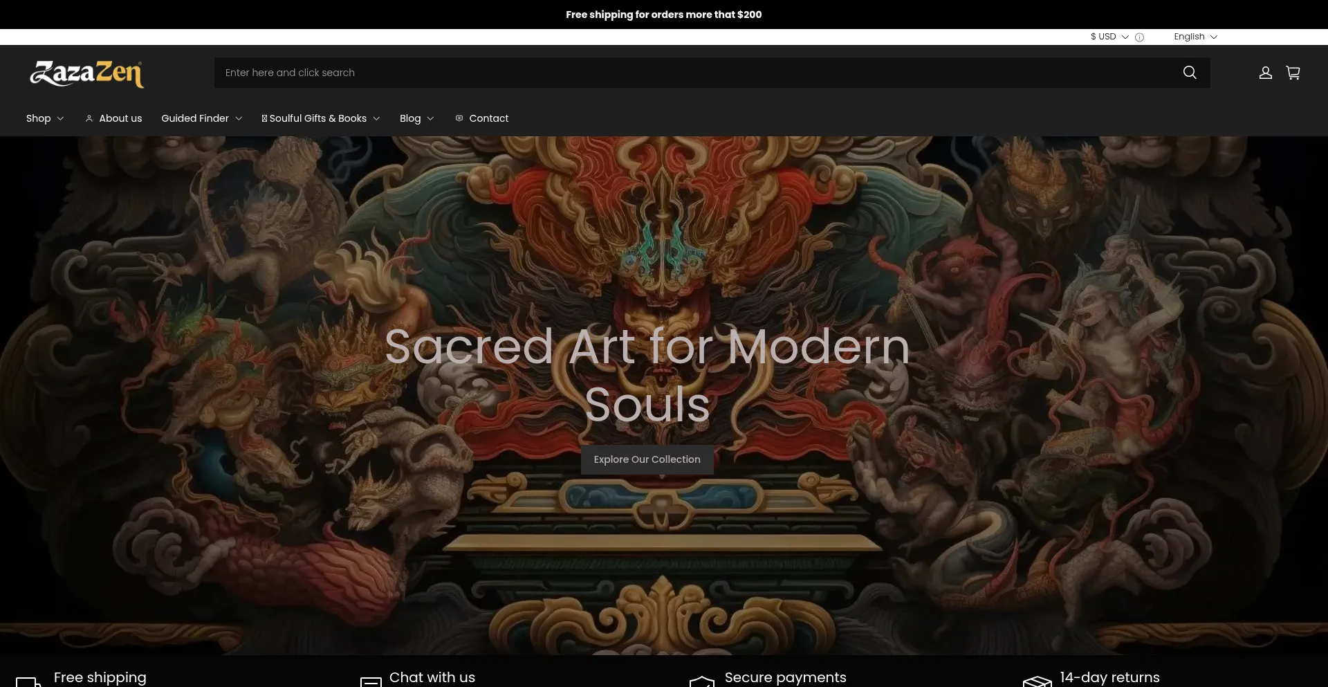 Website screenshot of Zazazen.com