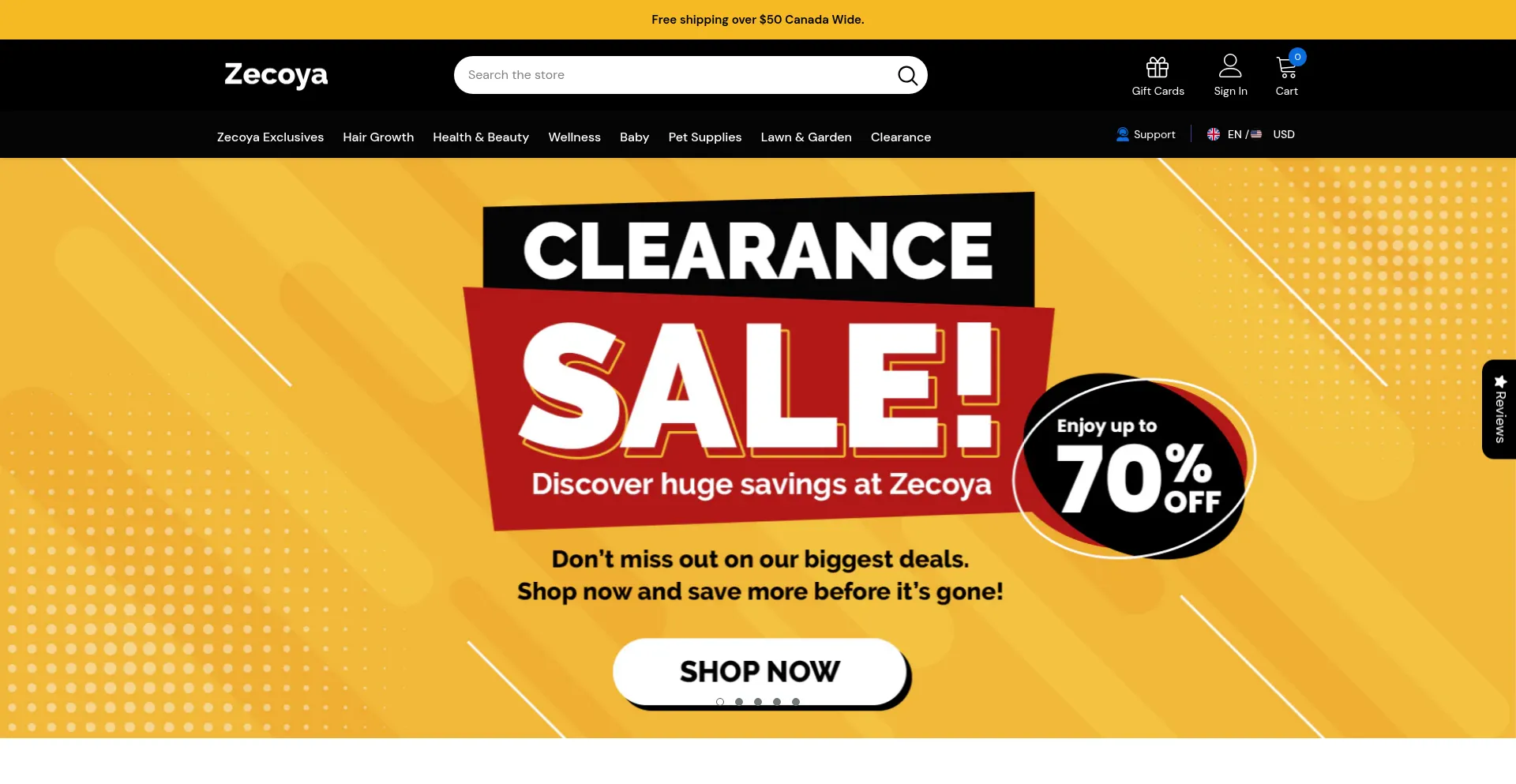 Website screenshot of Zecoya.co