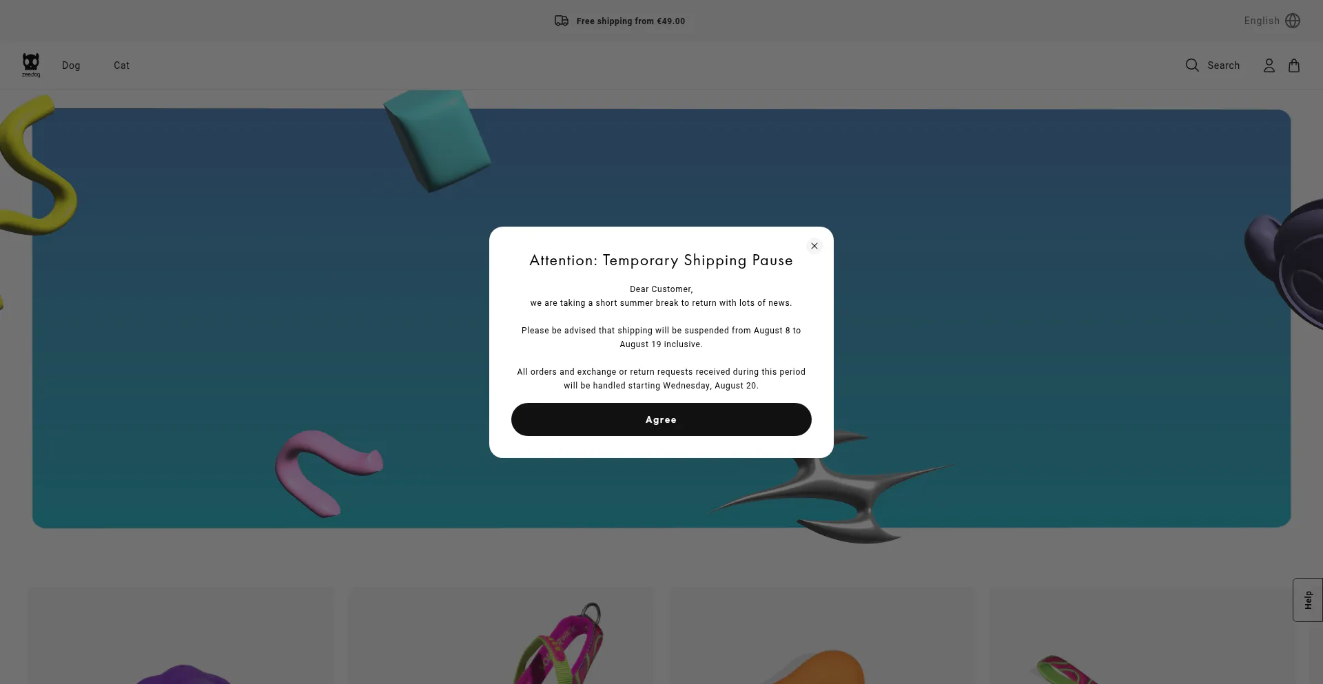 Website screenshot of Zeedog.eu