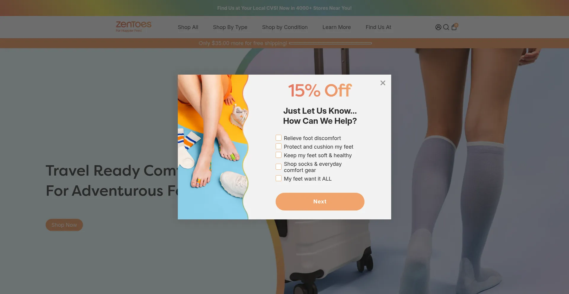 Website screenshot of Zentoes.com