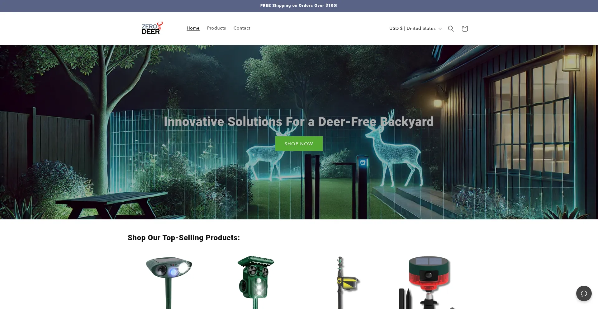 Website screenshot of Zerodeer.com