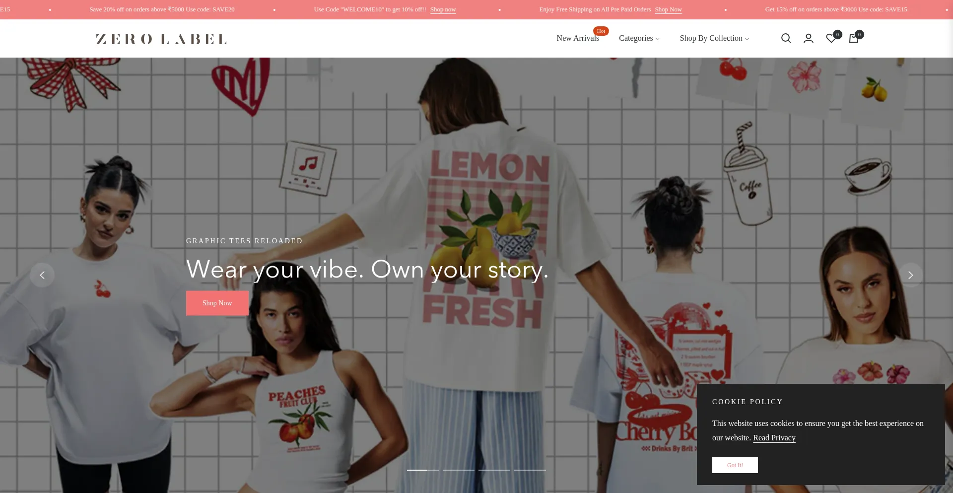 Website screenshot of Zerolabel.in