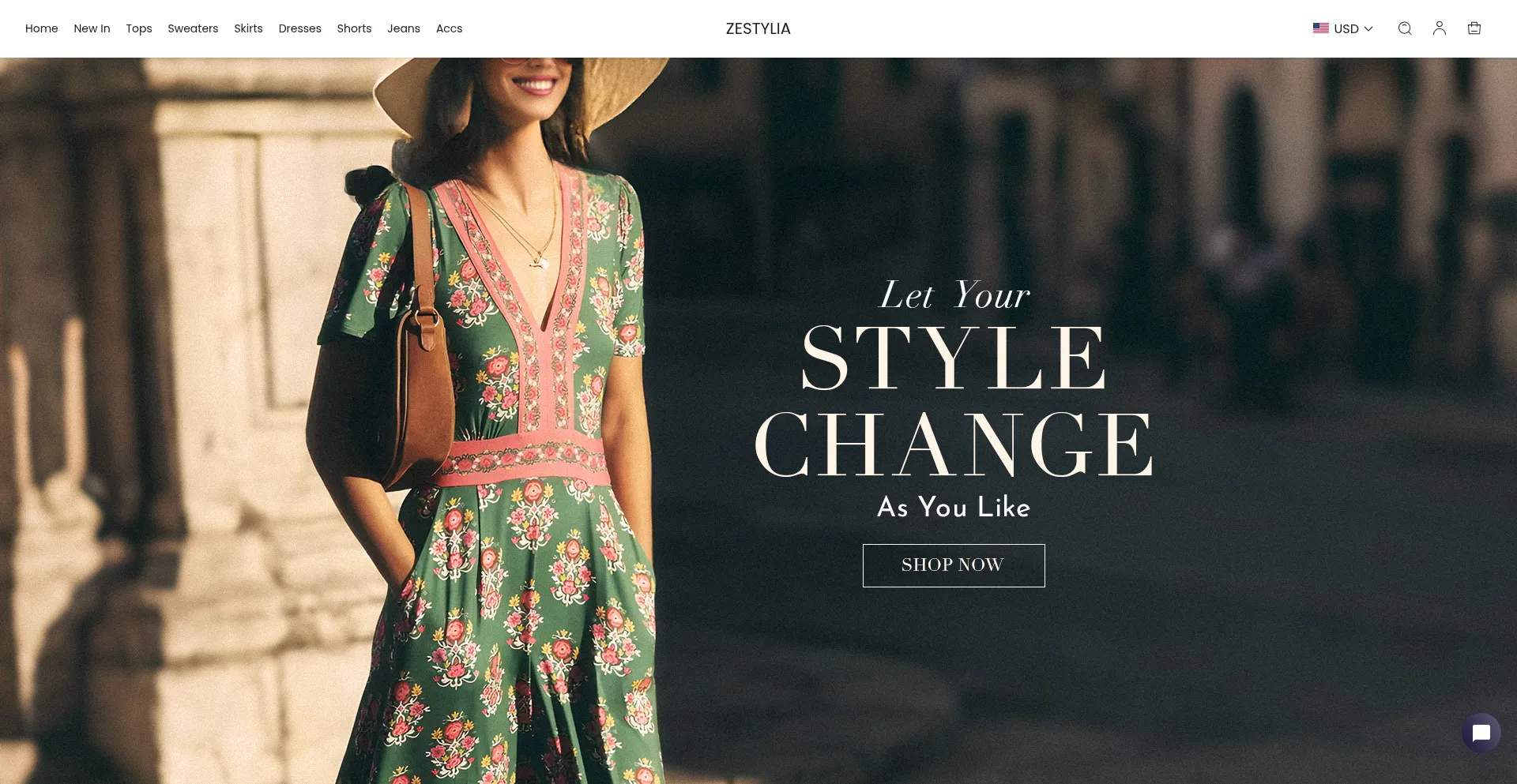 Website screenshot of Zestylia.com
