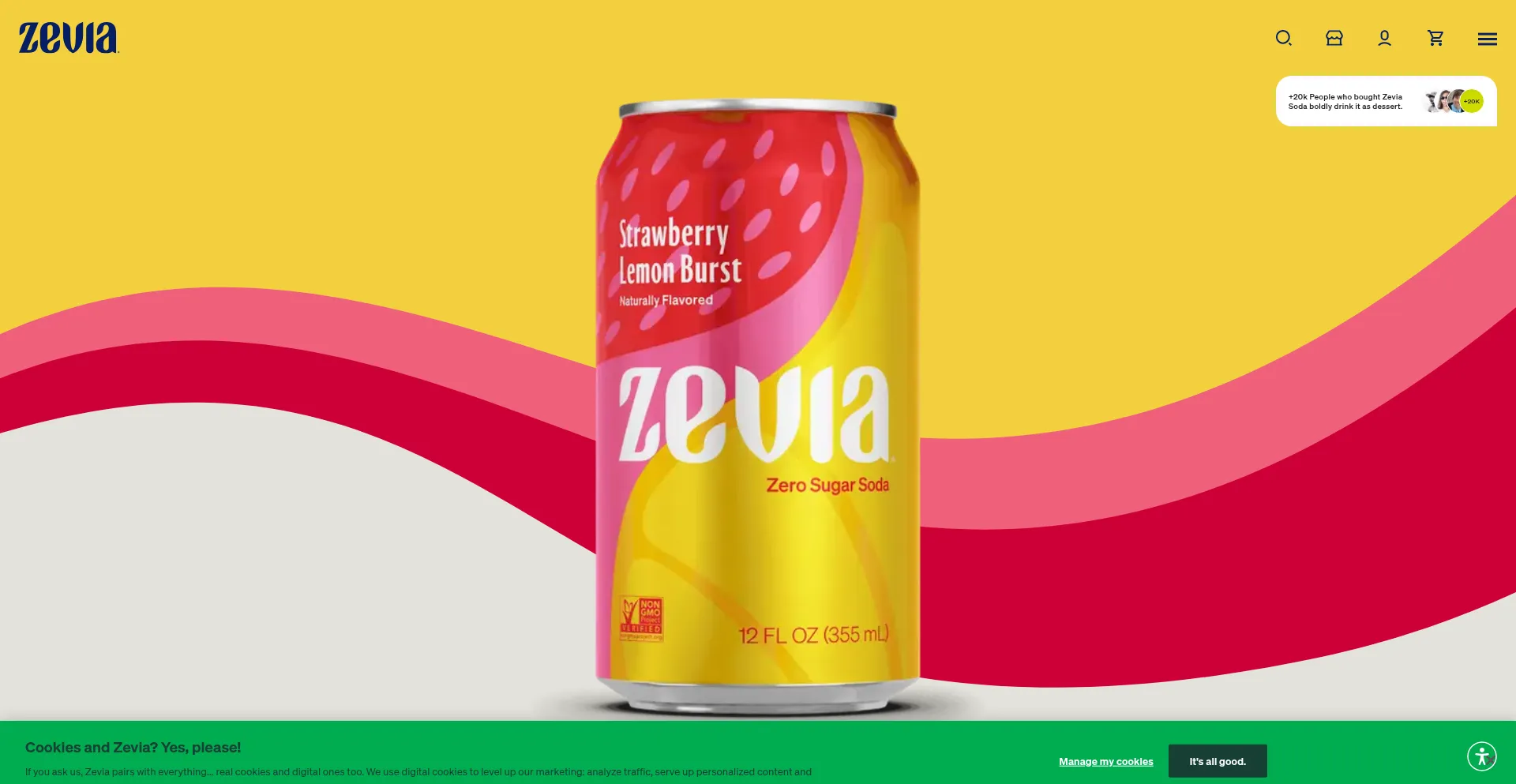 Website screenshot of Zevia.com
