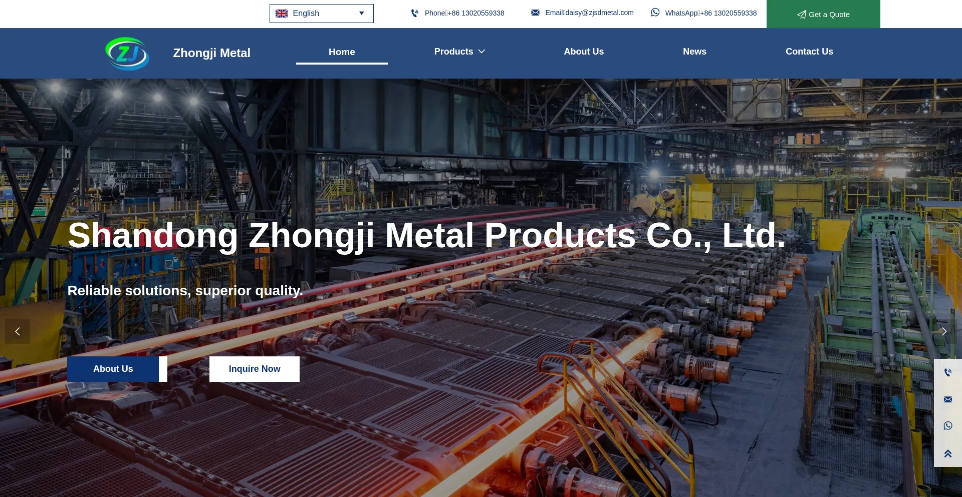 Zhongjisteel.com Screenshot
