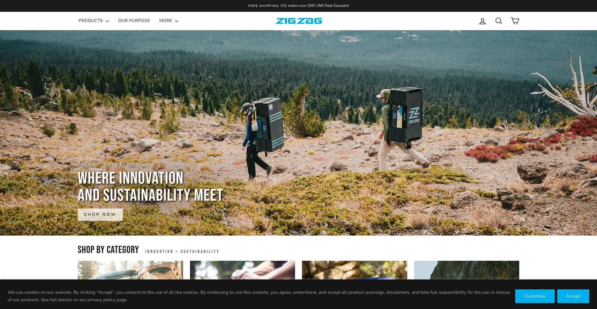 Website screenshot of Zigzagclimbing.com