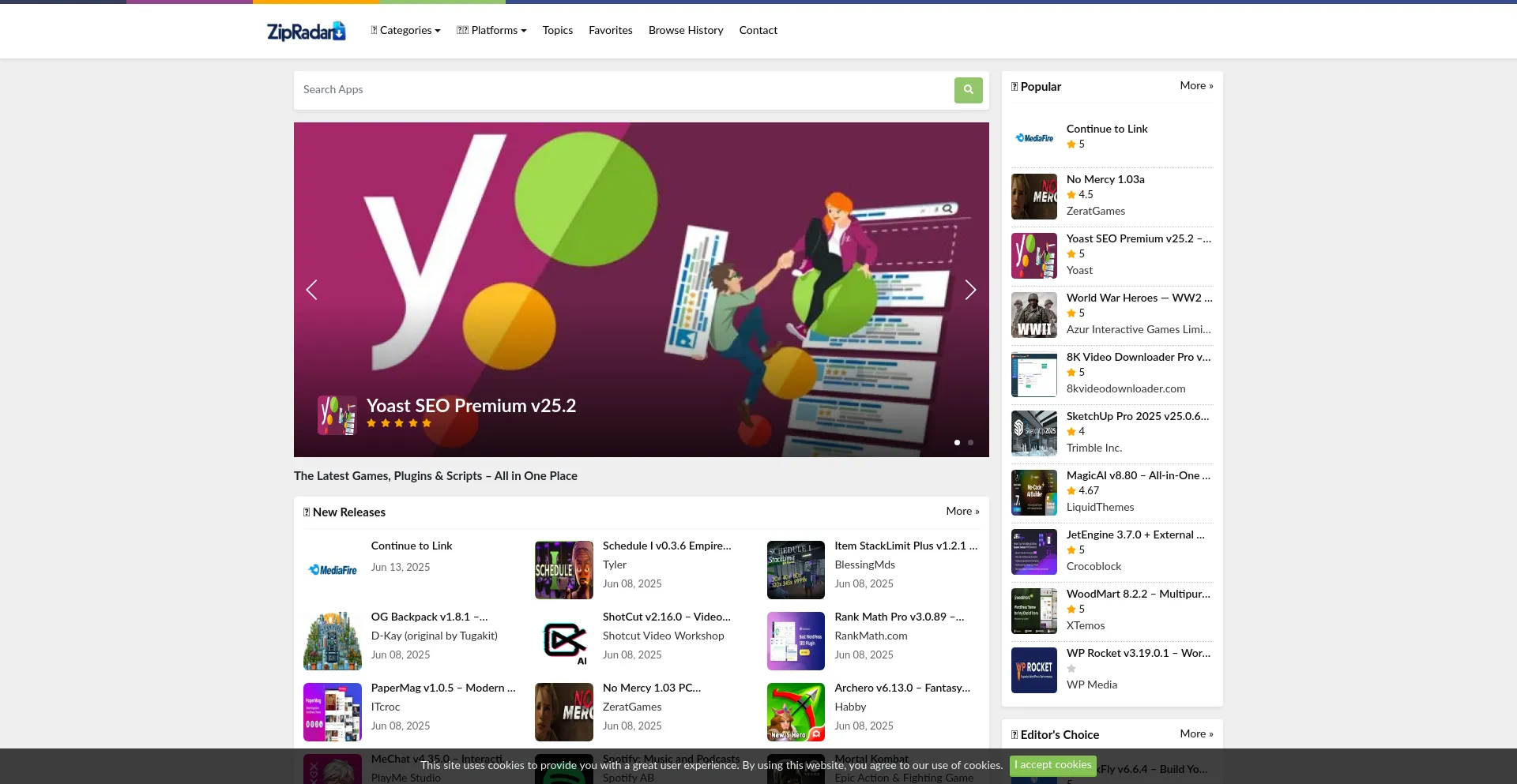 Website screenshot of Zipradar.io