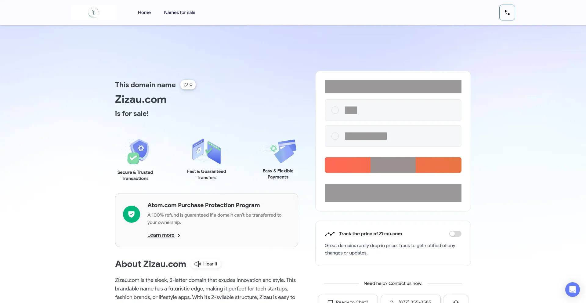 Website screenshot of Zizau.com