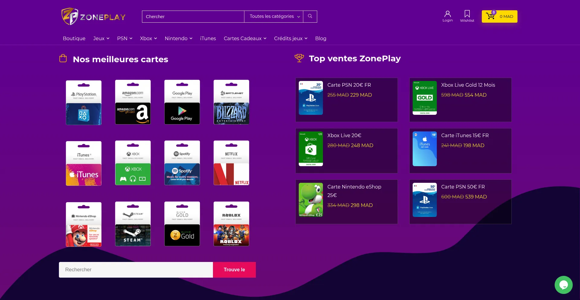 Website screenshot of Zoneplay.ma