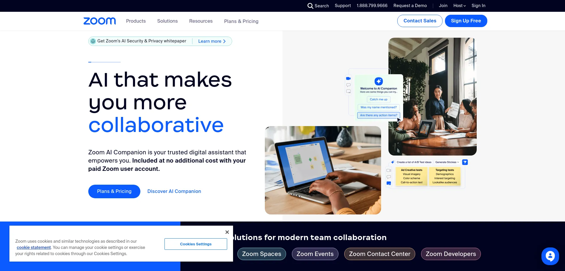 Website screenshot of Zoom.us