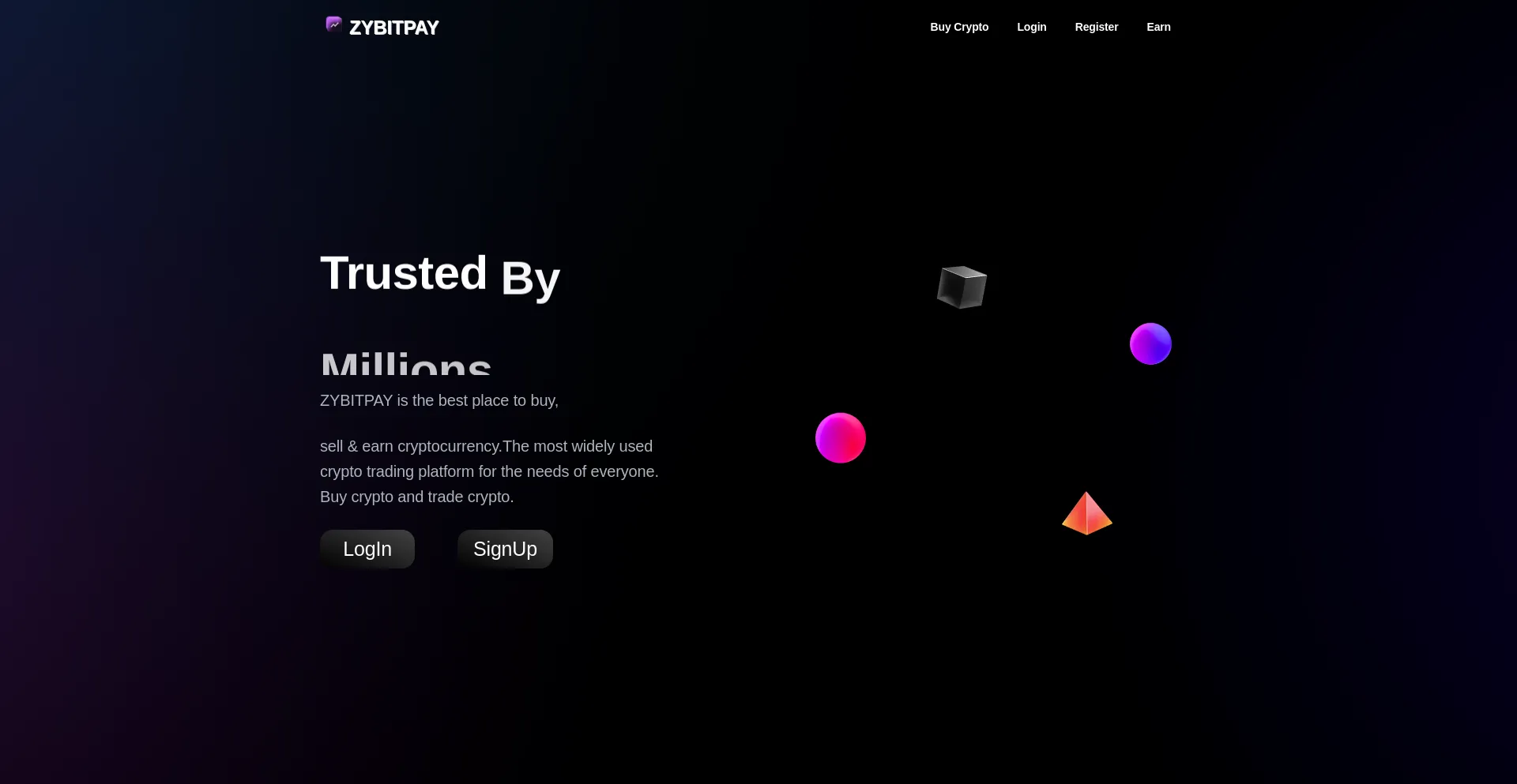 Website screenshot of Zybitpay.com