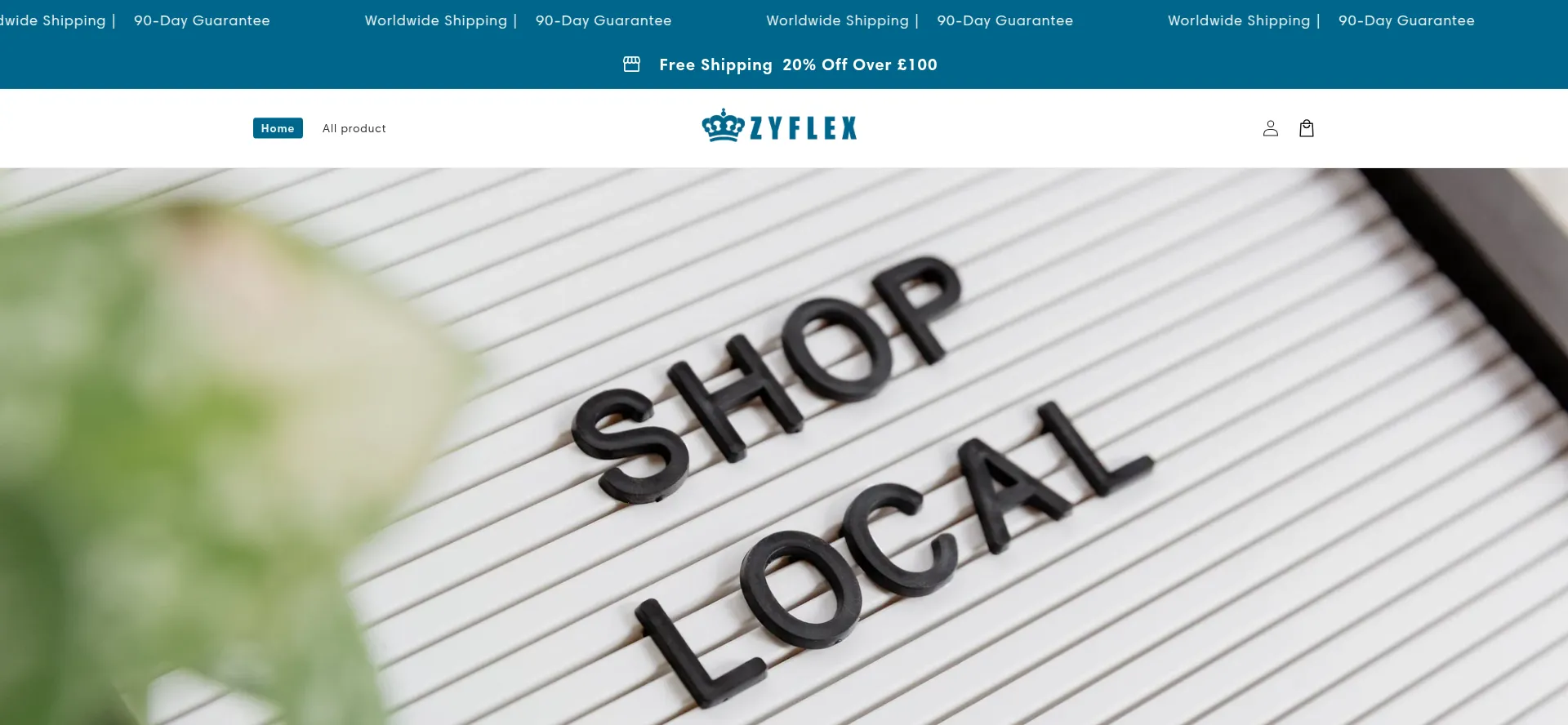 Website screenshot of Zyflex.store