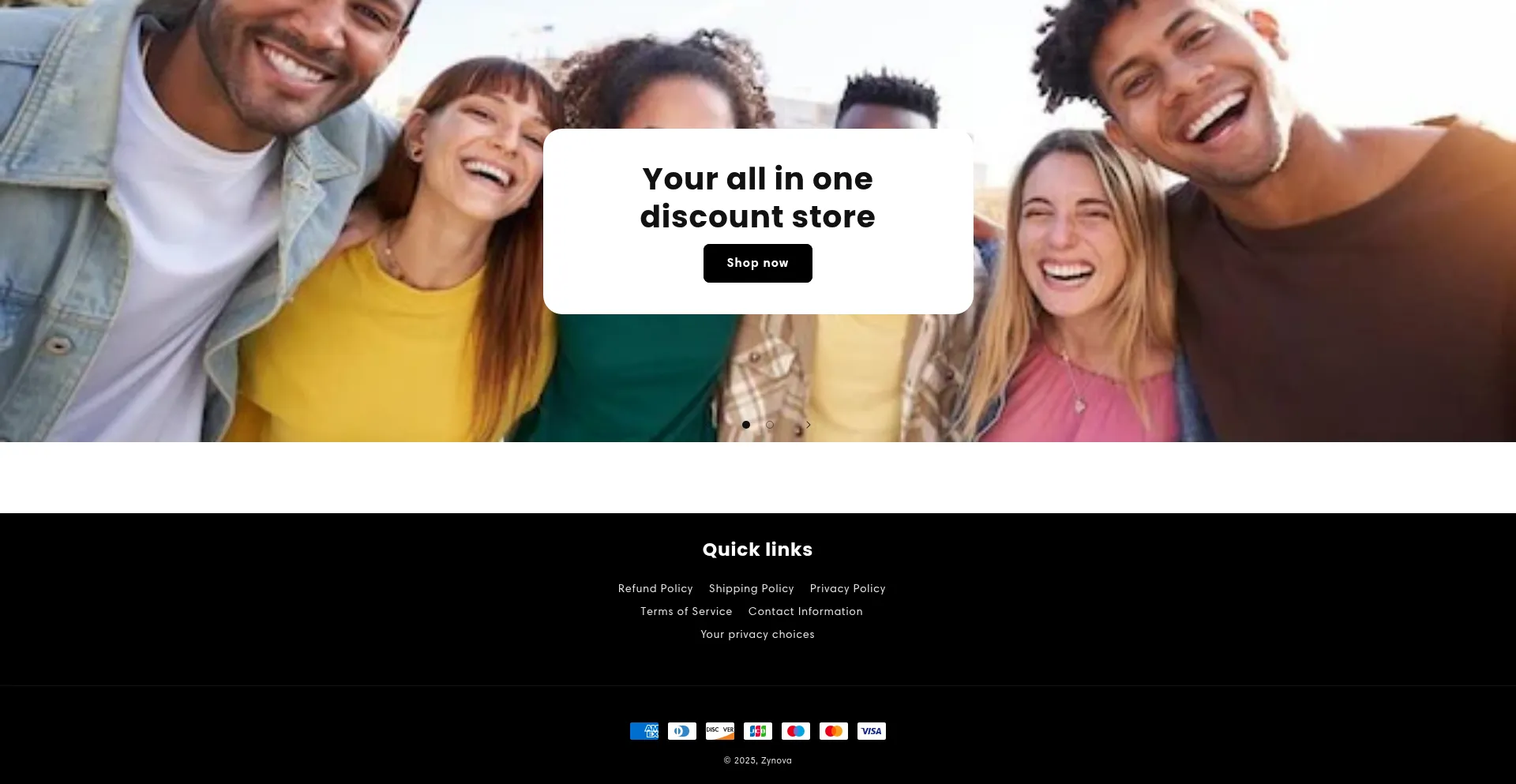 Website screenshot of Zynovastore.com