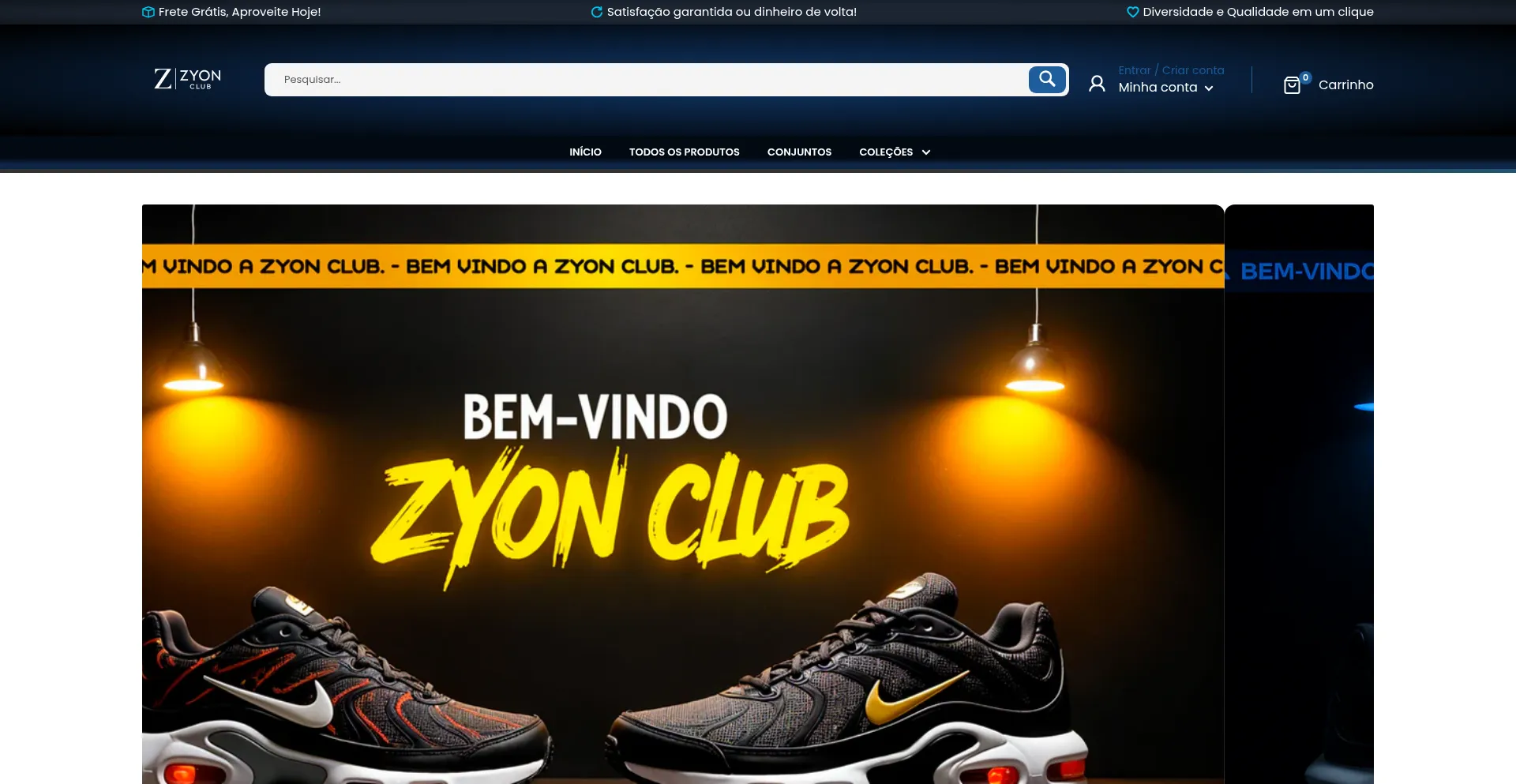 Website screenshot of Zyonclubsneakers.com